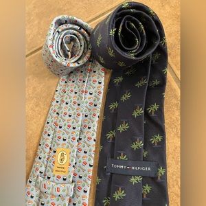 2 men’s ties. Lee Allison Co. Sushi & Tommy Hilfiger palms